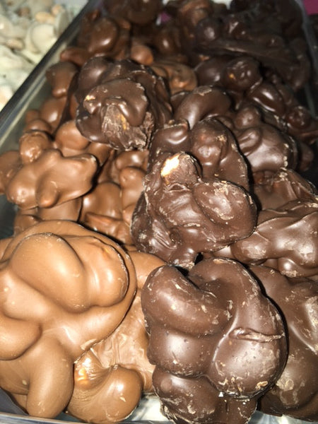 Milk Chocolate/Dark Chocolate Cashew Cluster